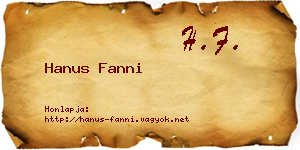 Hanus Fanni névjegykártya